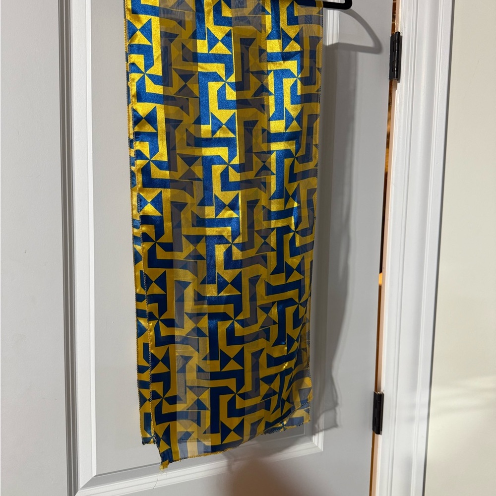 Private Label Blue and Yellow Geometric Scarf